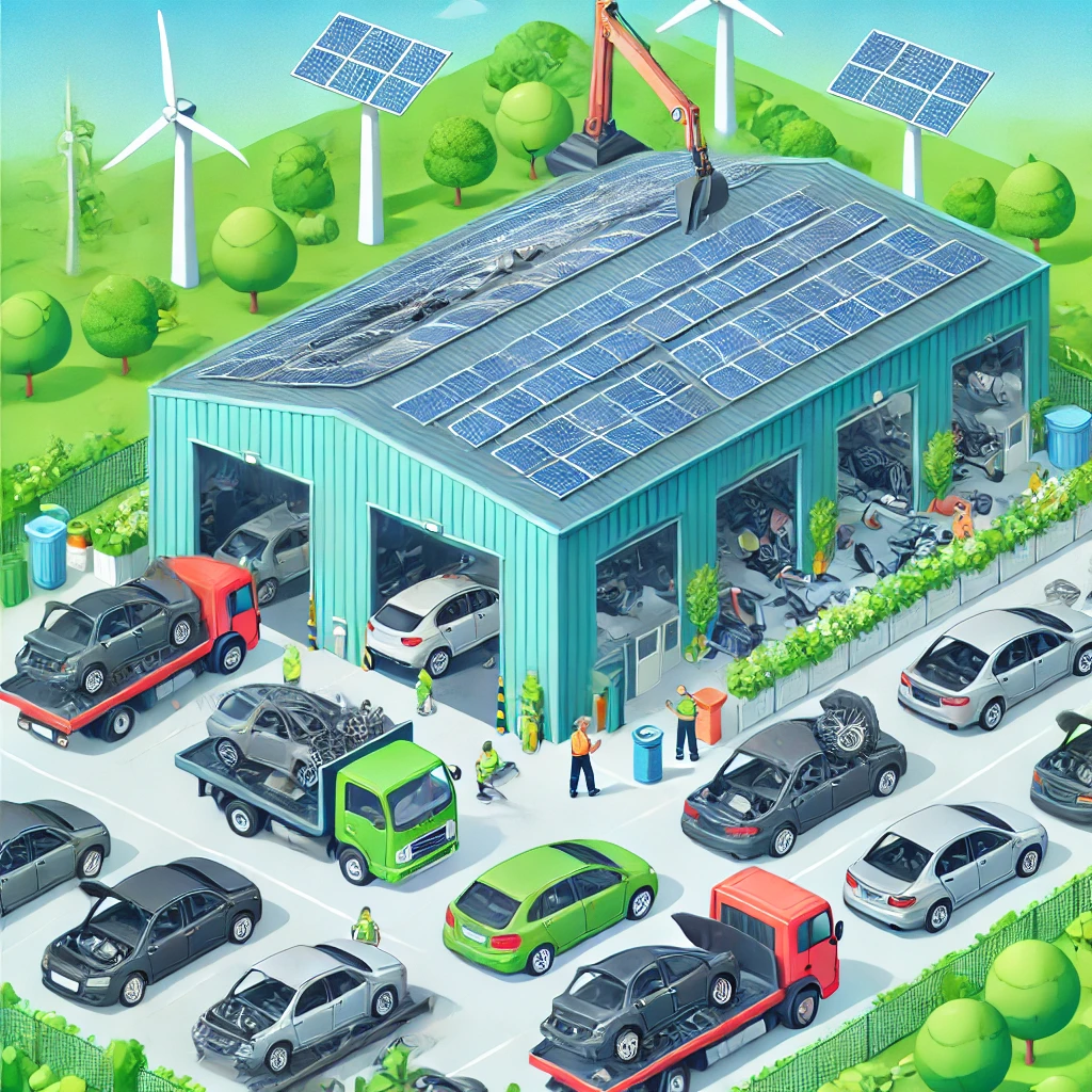 Nachhaltiges Autorecycling mit erneuerbarer Energie